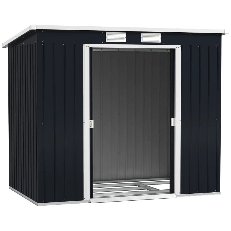 Dark Grey Outdoor Metal Tool Storage Shed with Vents