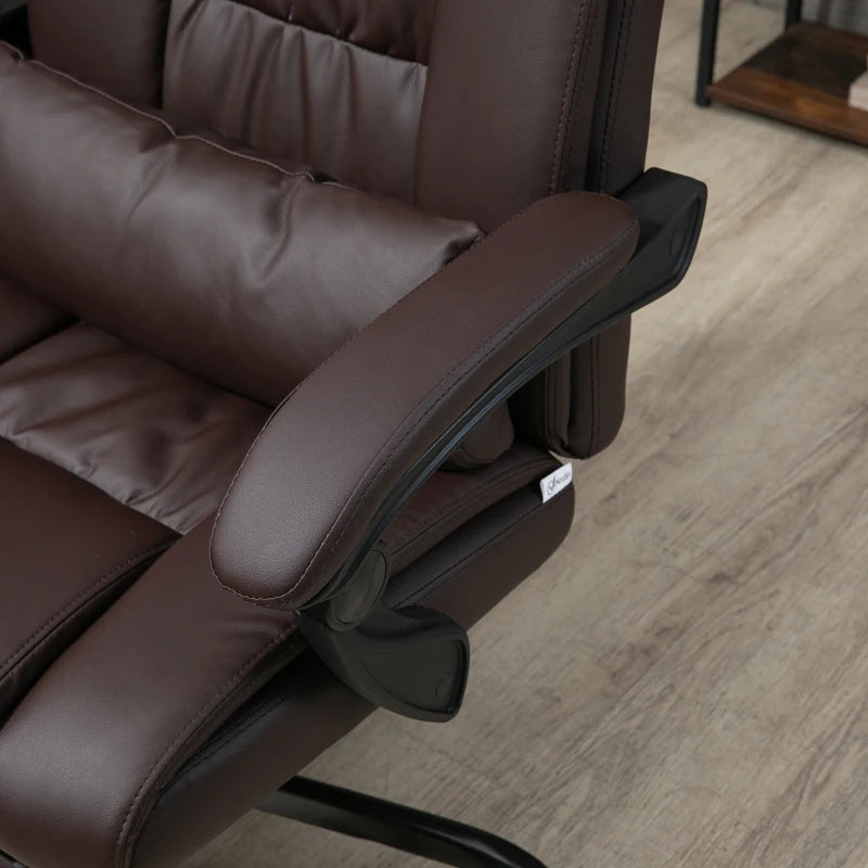 Vinsetto 6-Point Massage Office Chair - Adjustable PU Leather Desk Chair with Footrest for Home Office, Brown