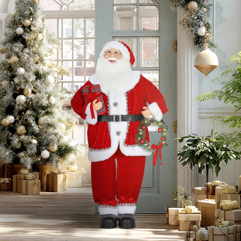 Singing and Dancing Santa Claus with Gift and Wreath - Festive Holiday Decor for Christmas Cheer