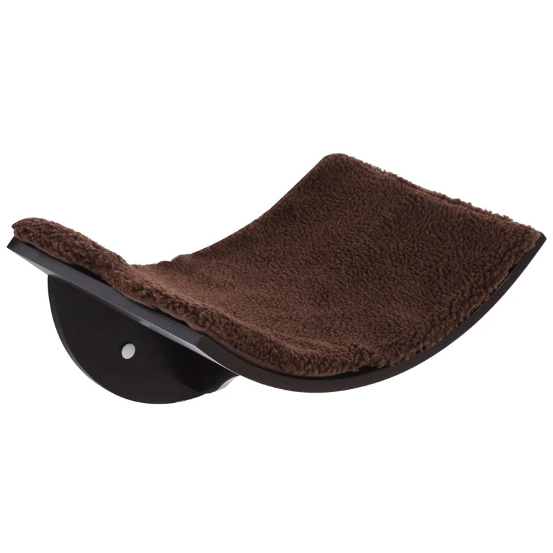 Wood Cat Shelves - Wall-Mounted Curved Kitten Bed Perch Climber Furniture, 41x28x21cm, Stylish Brown Cat Shelters
