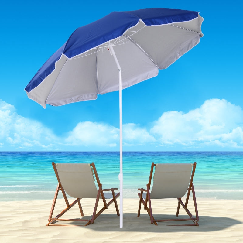 Blue Portable Beach Umbrella with Tilting Function and Carry Bag