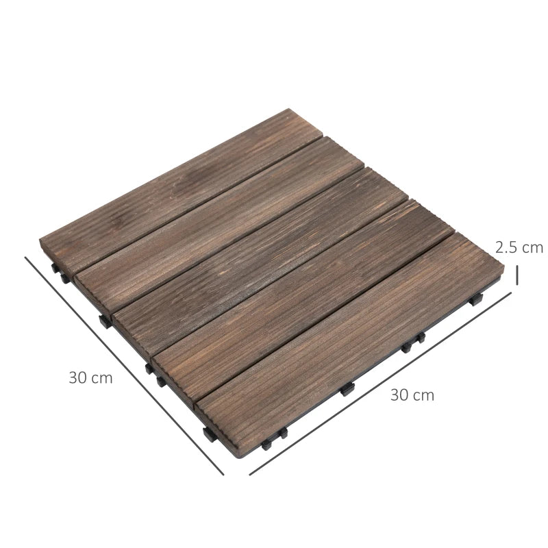 x27 Pack of 30 x 30 cm Solid Wood Decking Tiles - Interlocking