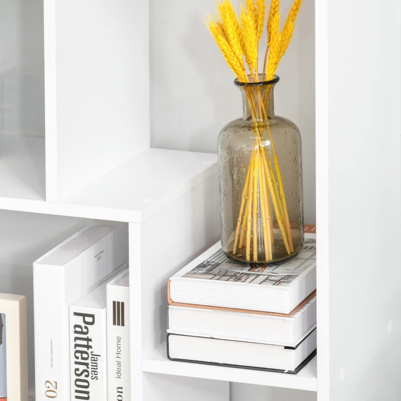 Modern Tall Bookshelf - 8 Cube Storage Unit, Freestanding Room Divider for Living Room, Bedroom & Home Office - White 70x24x178 cm