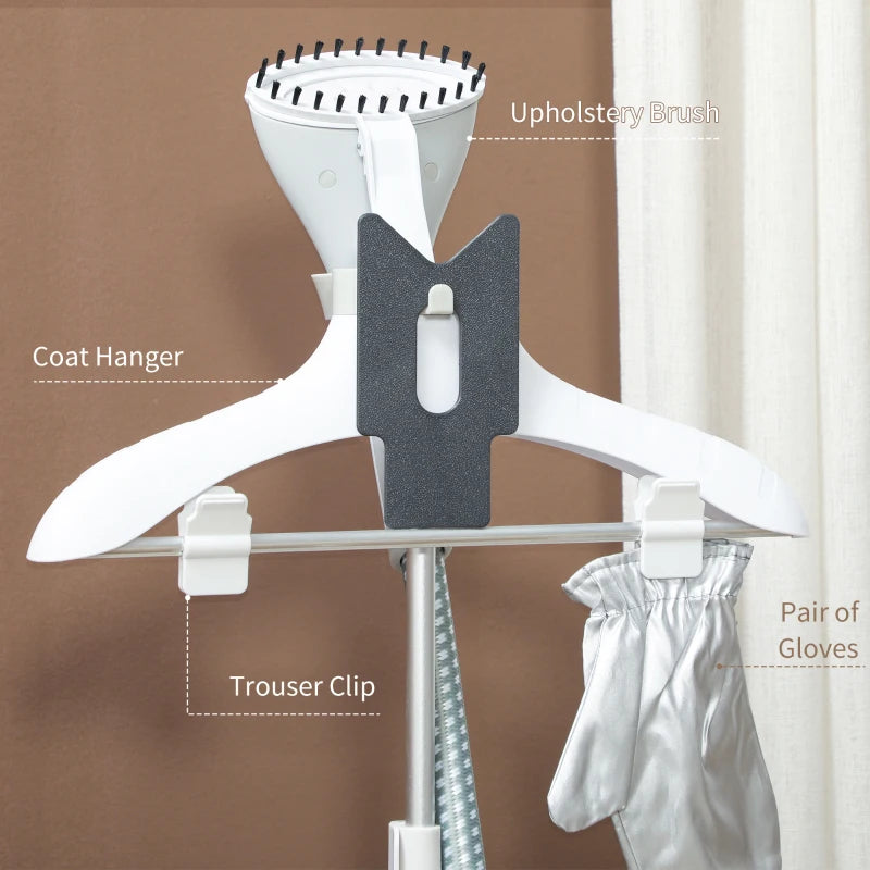 1800W Powerful Standing Clothes Steamer with Accessories in Grey