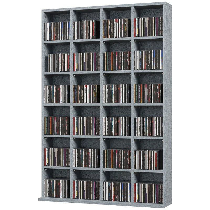 Adjustable CD Storage Unit with Shelves - 89 x 130.5 cm, Cement Grey - Modern Media Organizer for Home