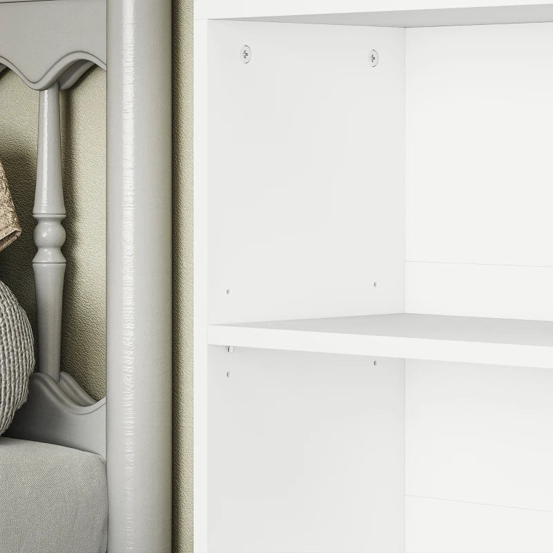 Modern White Six Shelf Bookcase - Stylish Storage Solution for Home or Office, Perfect for Organizing Books and Decor