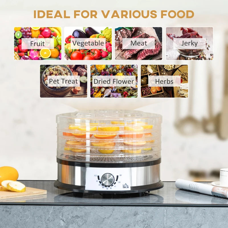 Premium Five-Tray Food Dehydrator for Healthy Snacks - Adjustable Temperature, BPA-Free, Perfect for Fruits, Vegetables, and Jerky