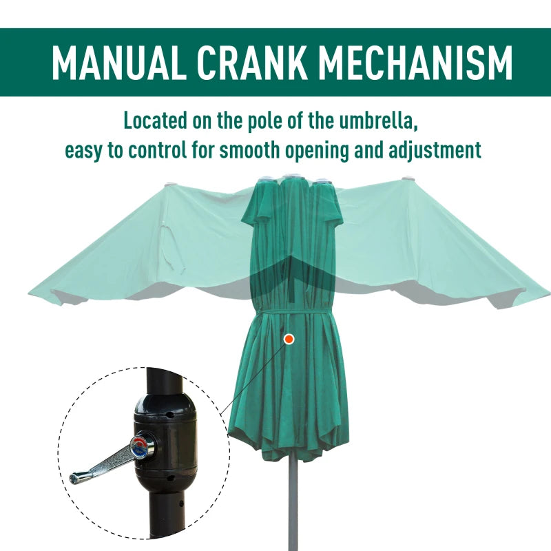 Dark Green 4.6M Double-sided Crank Sun Umbrella Canopy