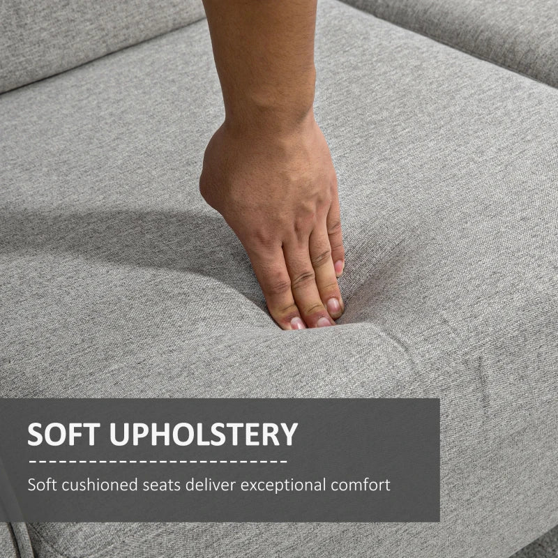 Modern Compact Loveseat Sofa for Living Room with Wooden Legs and Armrests in Light Grey