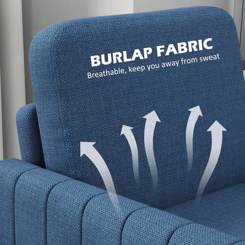 Modern Boxy Linen-Look Armchair in Blue for Stylish Living Room Decor