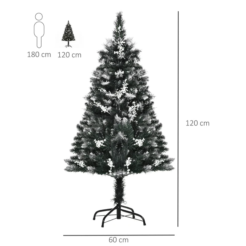 4FT Snow-Dipped Artificial Christmas Tree with White Berries & Star Topper | Indoor Holiday Decoration | Removable Stand