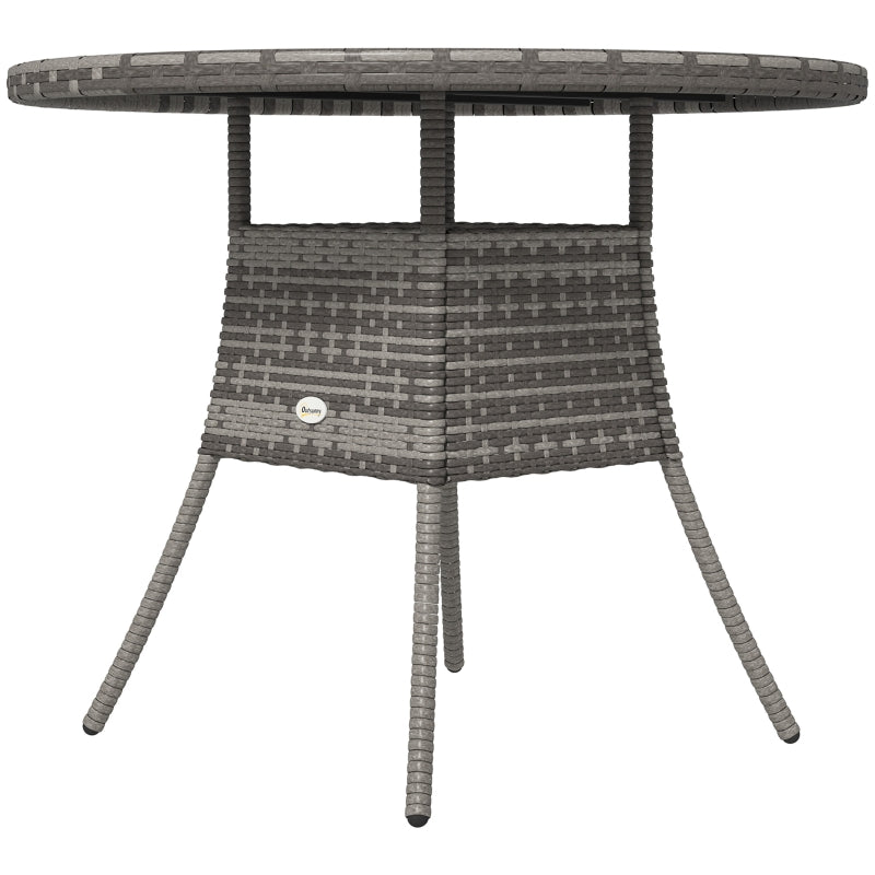 90cm Grey Wood-Effect Rattan Table for Four