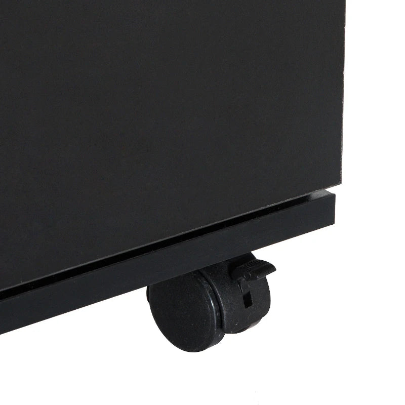 Stylish Black Wood Grain Two Drawer Filing Cabinet on Wheels - Perfect for Home Office Organization