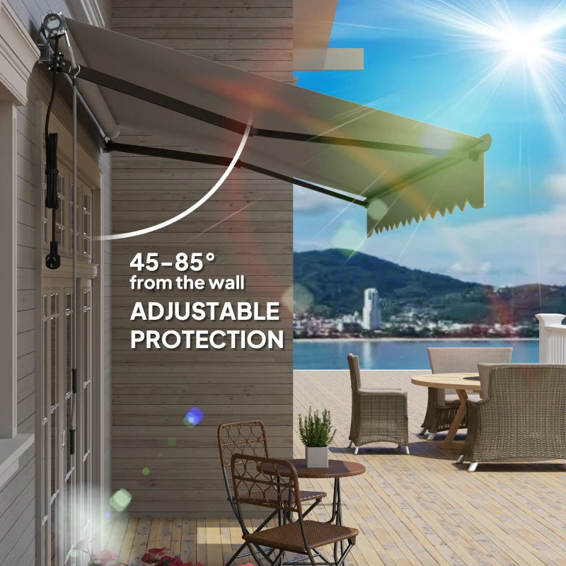 3.5m x 3m Light Grey Electric Retractable Awning with Remote Control & Aluminium Frame – UPF30+ Sun Shade for Patio, Garden, Deck, Door or Window