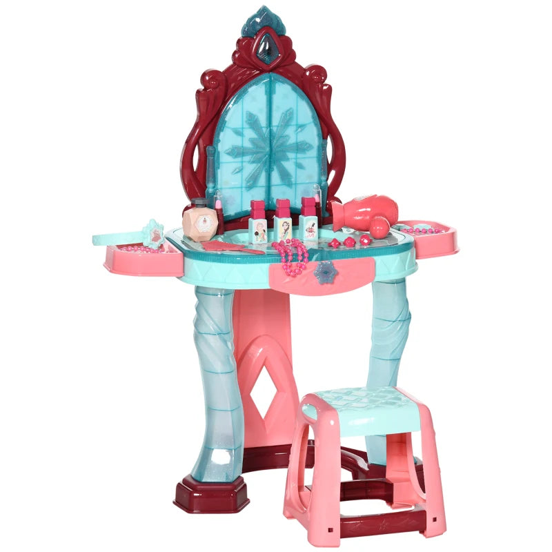 31 Piece Kids Dressing Playset with Magical Princess Mirror Light and Sound in Pink and Blue