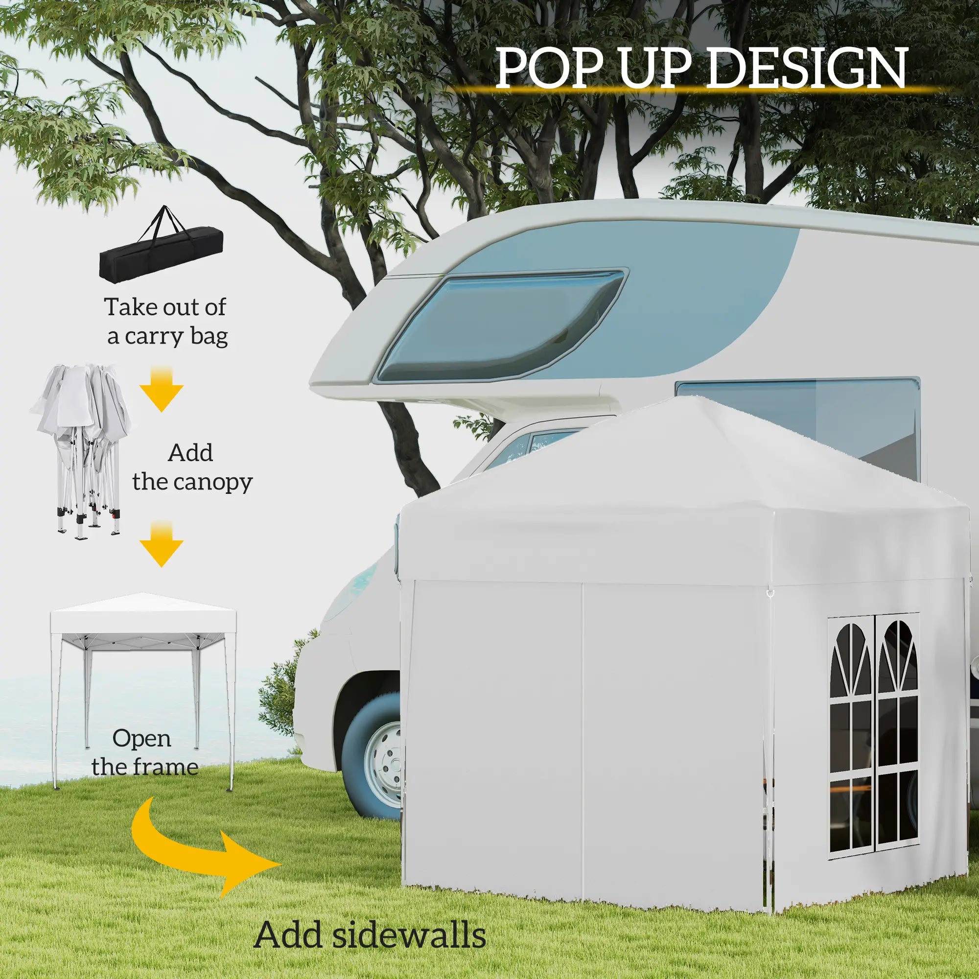 White 2m x 2m Pop Up Gazebo