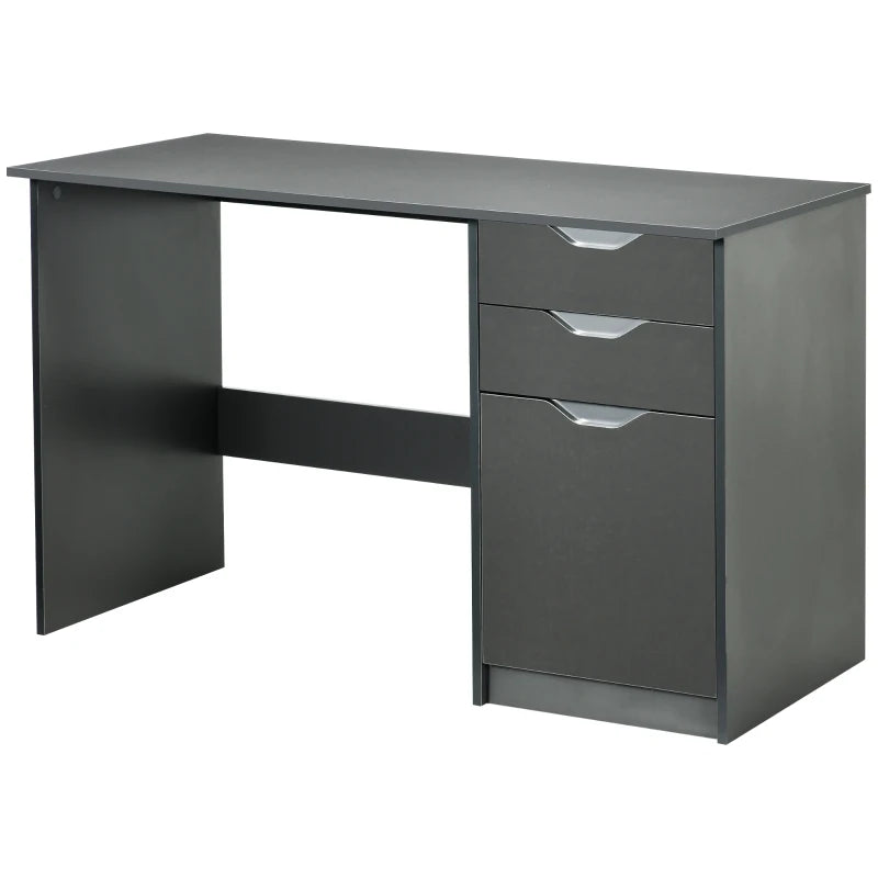 High Gloss Computer Desk with Drawers - Stylish 120x60cm Home Office Workstation & Storage Cabinet in Grey