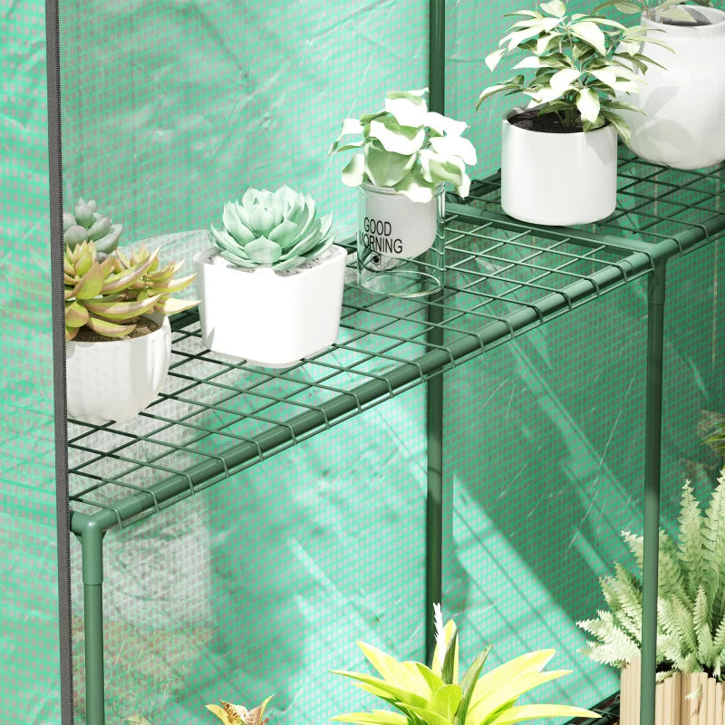 120 x 186cm Walk-In Greenhouse with Shelves - Green Garden Plant House