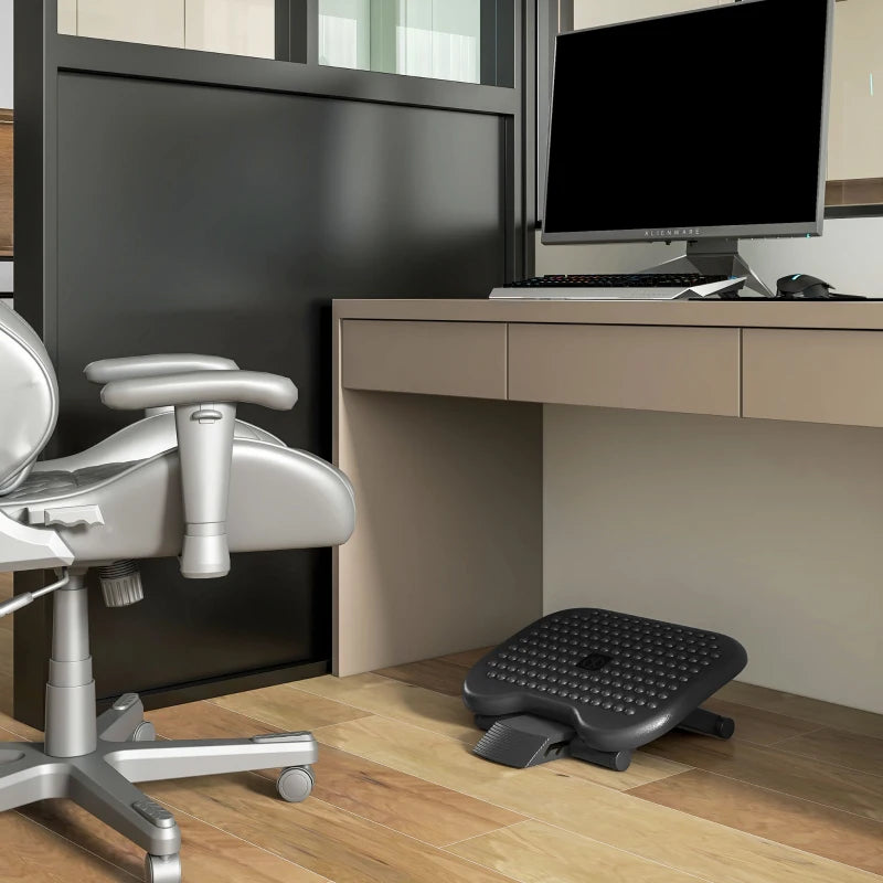 Adjustable Height & Angle Footrest - Ergonomic Tilting Platform for Home Office - Black Foot Rest for Comfort & Support