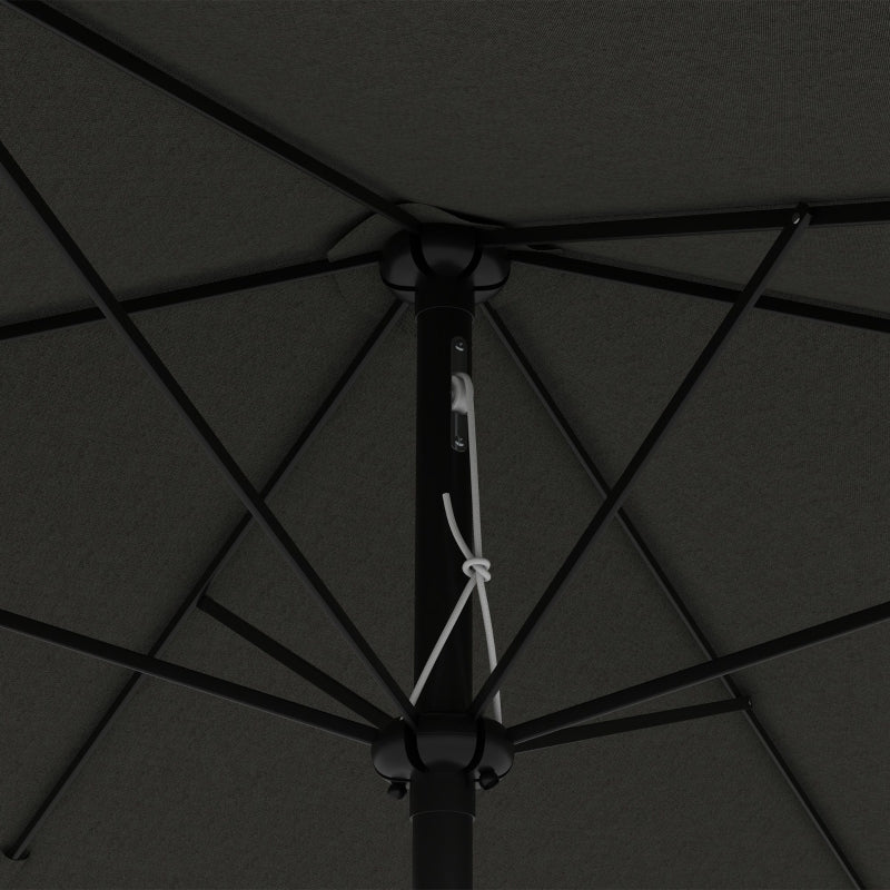 Dark Grey Rectangular Garden Parasol Umbrella, 2x3m, Crank Tilt, Aluminium Pole