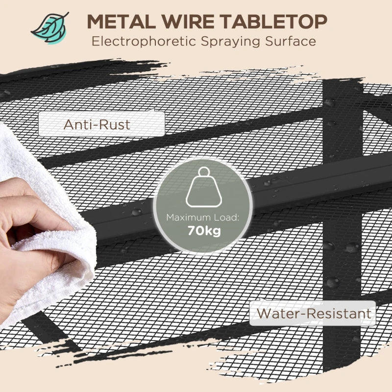 Grey Steel Garden Table with Wired Top - 4 Seater