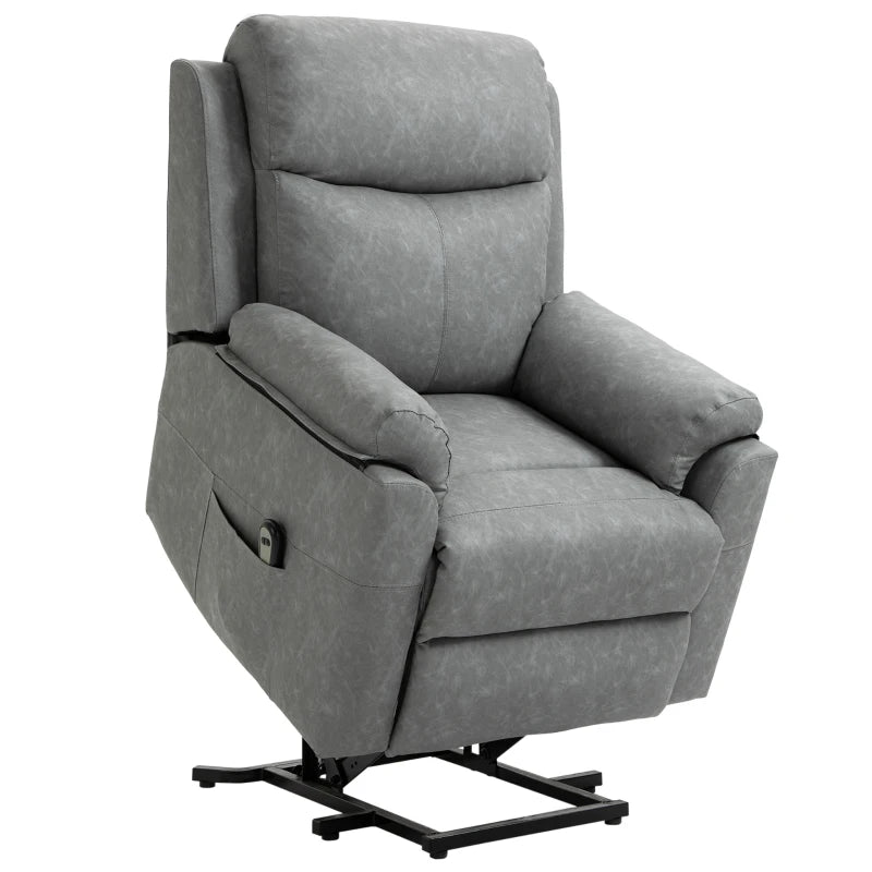 Grey Faux Leather 70° Electric Riser Recliner Chair for Ultimate Comfort and Support