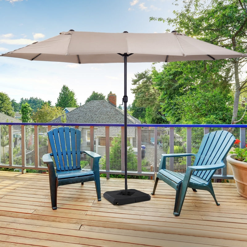 Black Fillable Parasol Base Weights - 60L Water or 72kg Sand - 4PCs