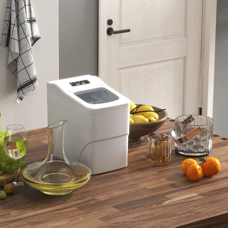 12kg Countertop Ice Cube Maker Machine with Scoop - Compact White Ice Maker for Home & Office Use