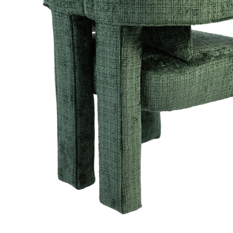 Modern Lounge Chair Set of 2 - Hollow Armrest Design, Cushions & Pillows, 60x44x65 cm, Stylish Emerald Color