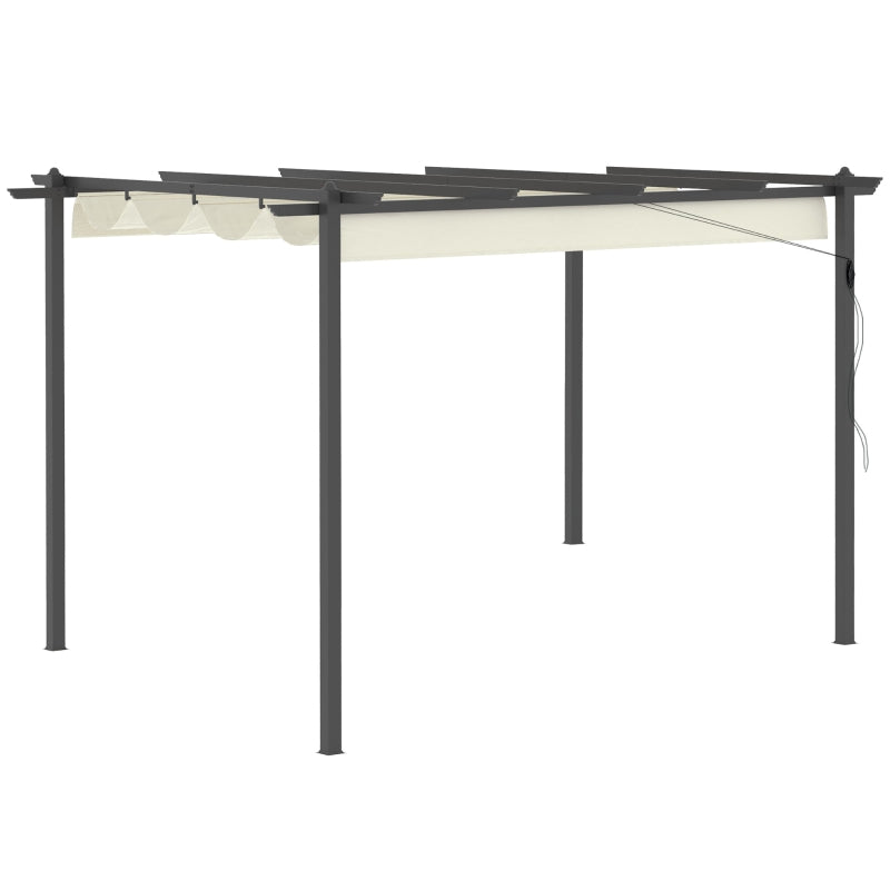 4m x 3m Metal Pergola - Dark Grey Frame With Beige Cloth