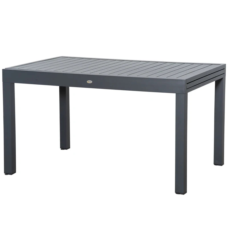 Grey Extendable Outdoor Dining Table, 10 Seater, Aluminium Frame, 135-270cm x 90cm x 75cm