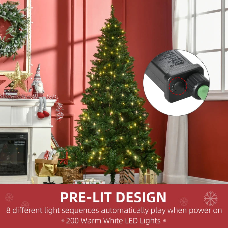 6FT Green Christmas Tree with Warm White LED Lights - Perfect Holiday Home Decoration for Festive Cheer