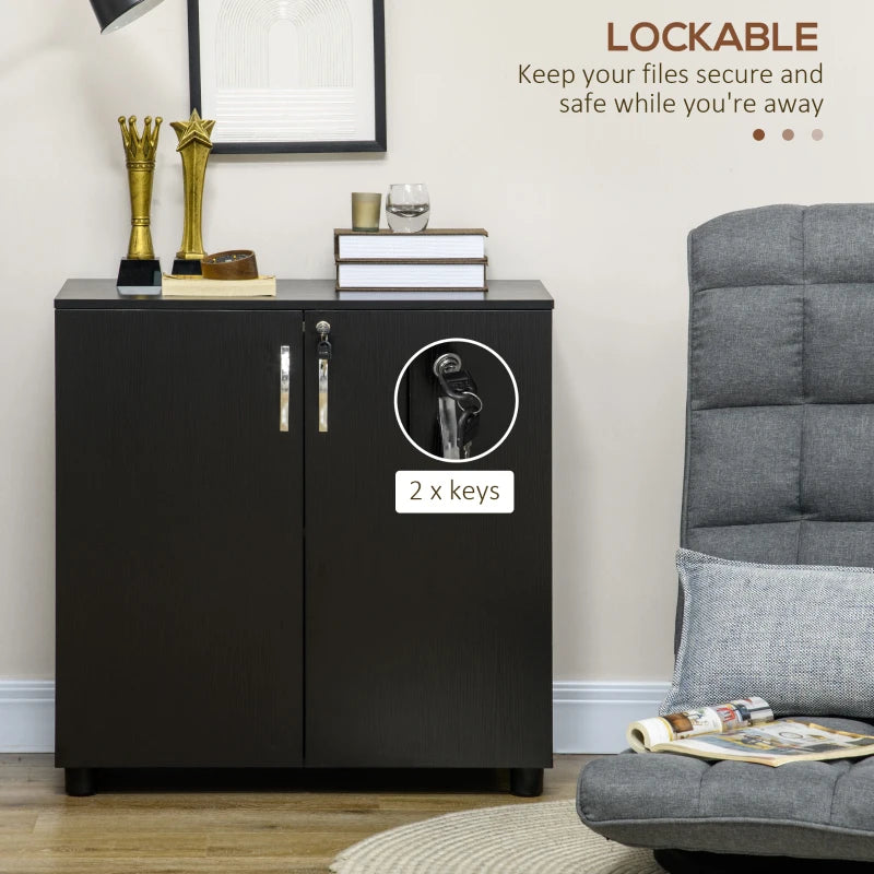 Vinsetto Two-Tier Locking Office Storage Cabinet - Stylish Black Organizer for Secure Document and Supply Storage
