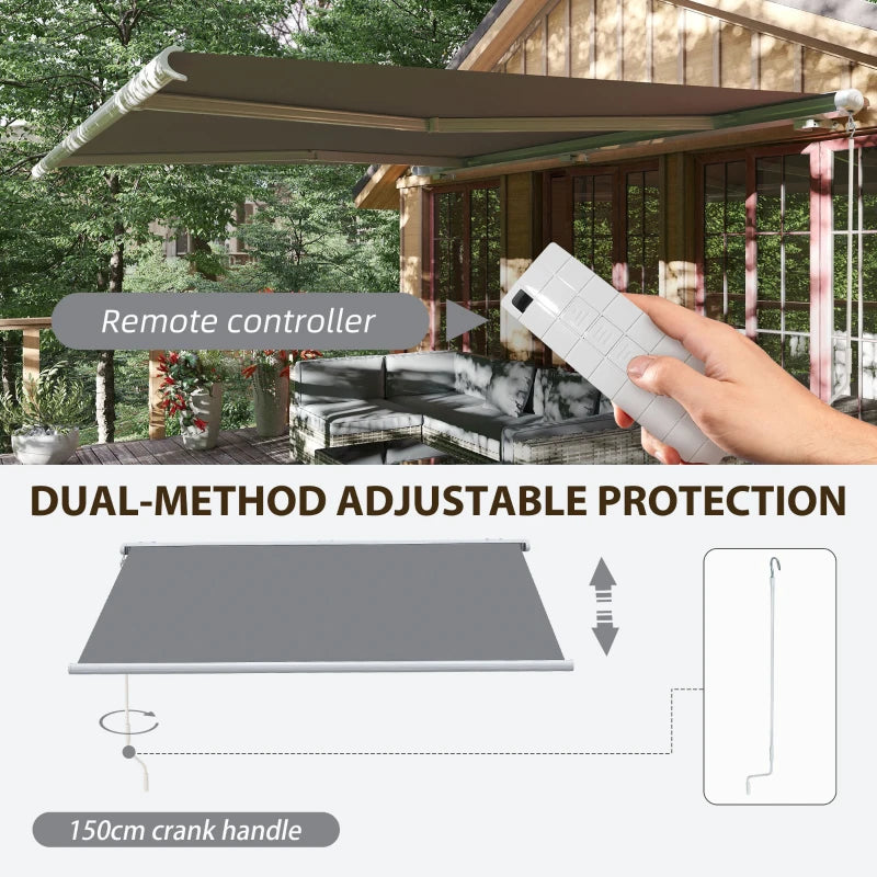 Grey 4m x 3m Full Cassette Electric/Manual Retractable Awning