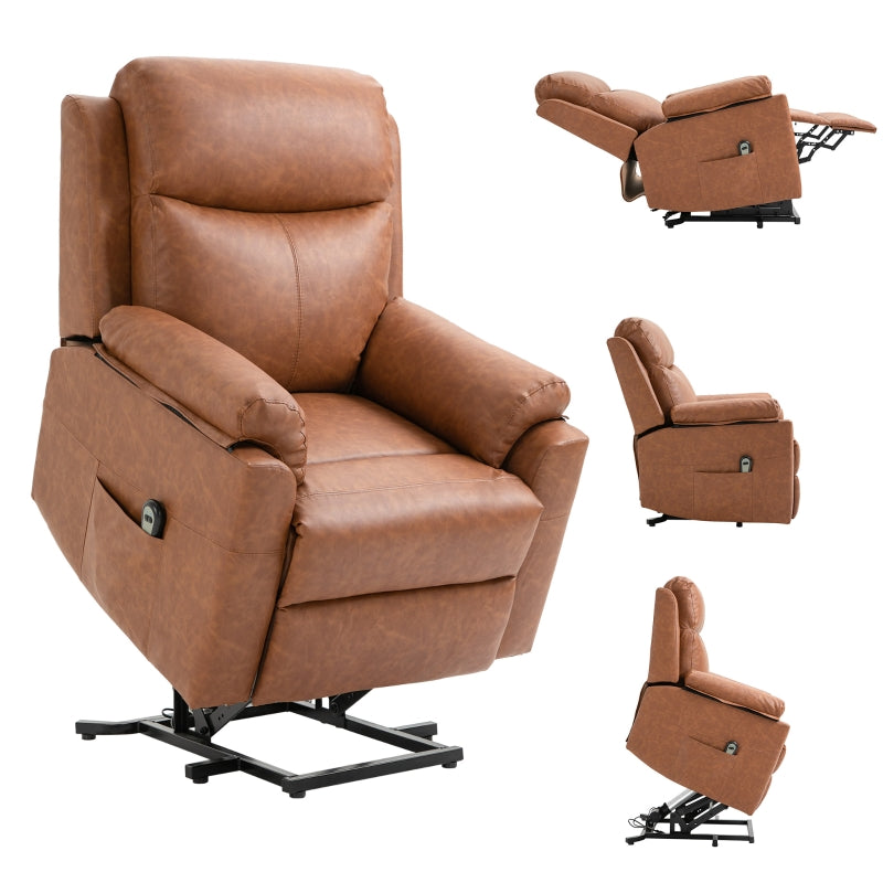 Brown Faux Leather 70° Electric Riser Recliner Chair for Ultimate Comfort and Support