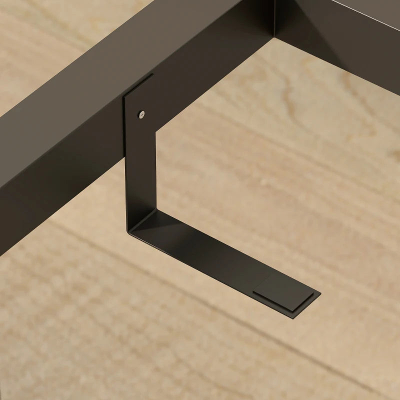 Extendable Rectangular Dining Table with Wood Effect Top for 4-6 People, Steel Frame & Hidden Leaves - Perfect for Kitchen & Living Room