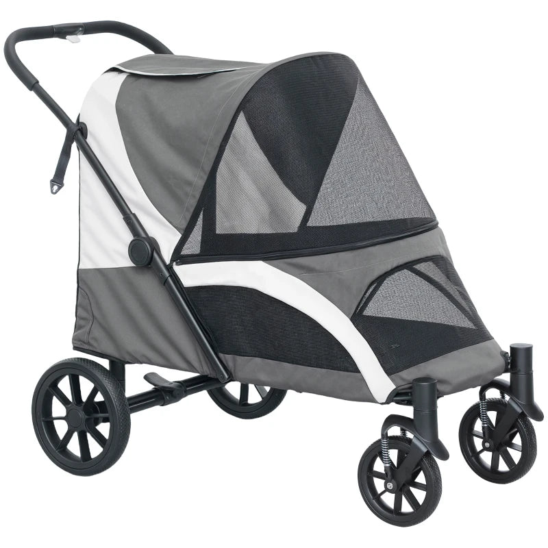 dog stroller for large dogs uk Foldable Large Dog Pet Stroller with 4 Big Wheels Shock-Absorbing Fram