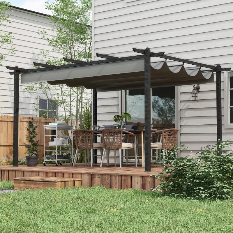 Grey 4m x 3m Aluminium Pergola with Retractable Roof