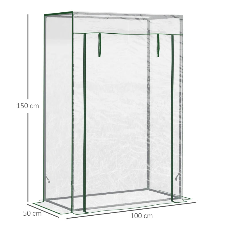 Green Steel Frame Greenhouse with Roll-up Door - Outdoor Garden Cover