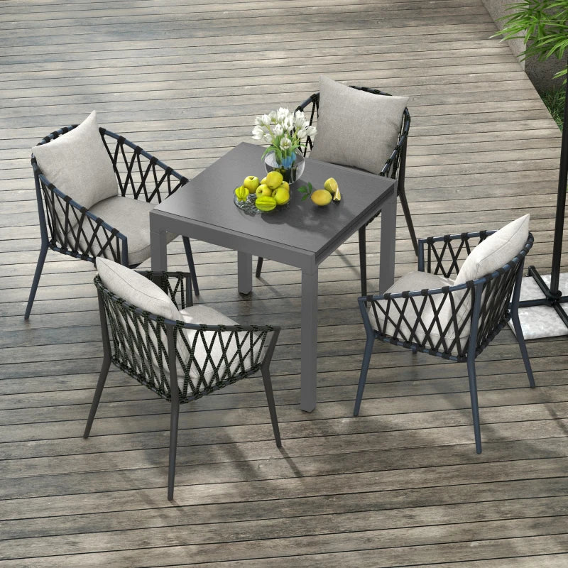 Grey Expandable 6-Seater Garden Table - Aluminium and Steel