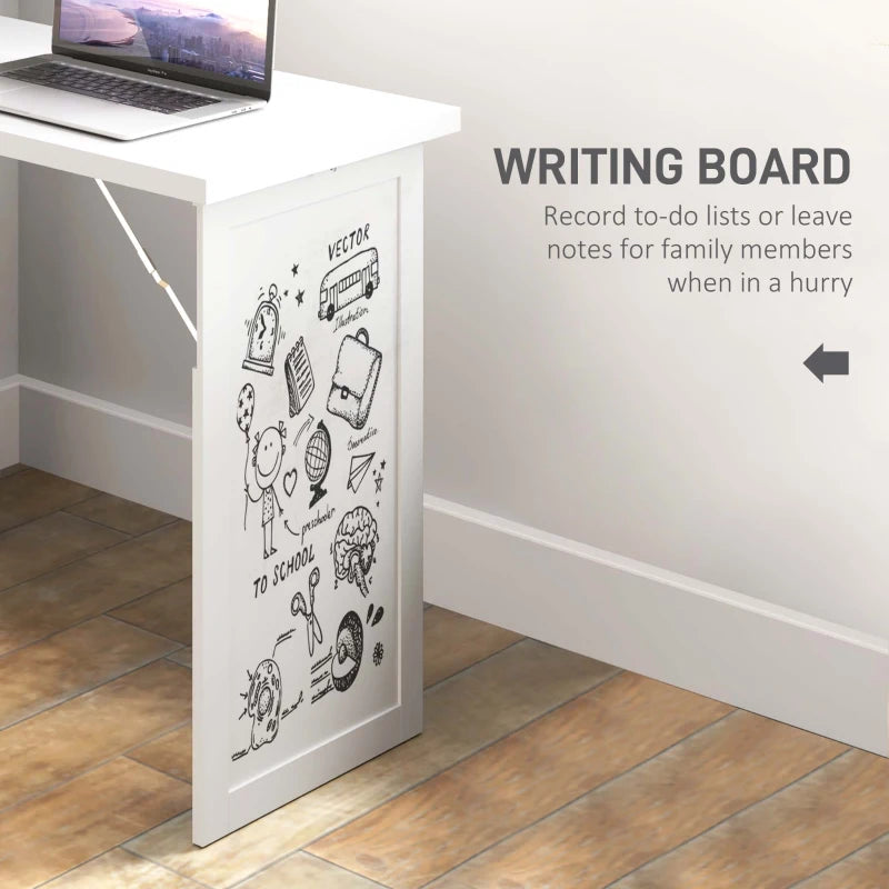 Modern Three-Part Work Desk with Storage & Writing Board - Stylish White Home Office Furniture for Productivity