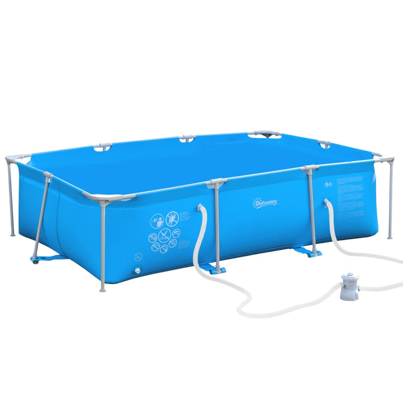 292 x 190 x 75cm Blue Outdoor Swimming Pool  With Filter Pump, Filter Cartridge & Reinforced Sidewalls