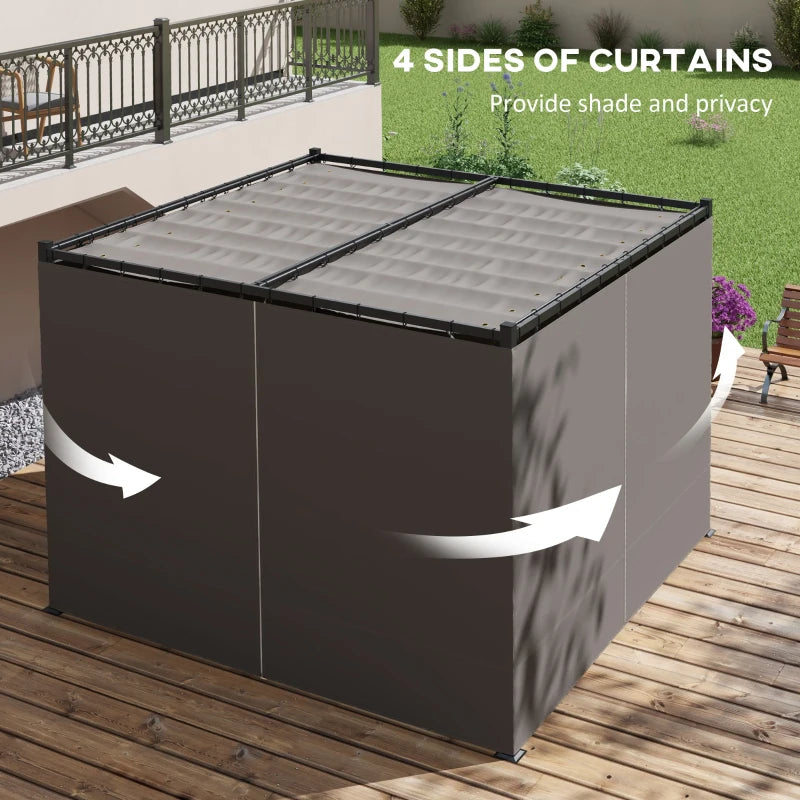 3m x 3m Canopy With Grey Curtains