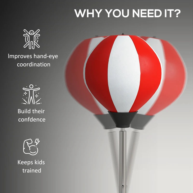 Adjustable Height Boxing Bag Set with Stand for Home Fitness Training Red