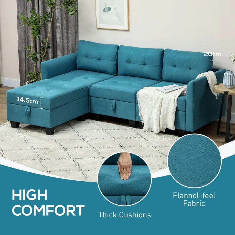 Light Blue 'L' Shape Modular Sofa with Storage for Stylish Living Rooms
