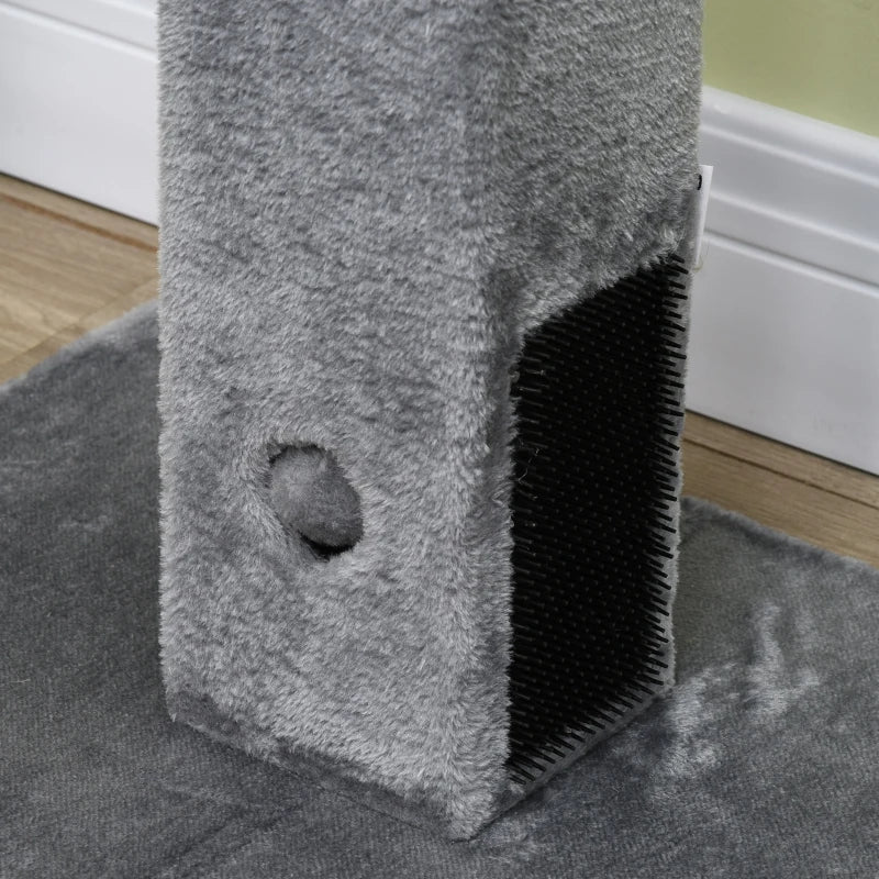 79cm Cat Tree Scratching Post - Indoor Jute Scratcher Climber with Carpet Base & Dangling Toy - Grey