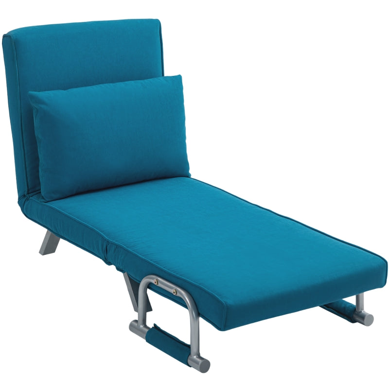 Versatile 4-in-1 Faux Suede Chair Bed in Blue for Stylish Comfort and Space-Saving Solutions