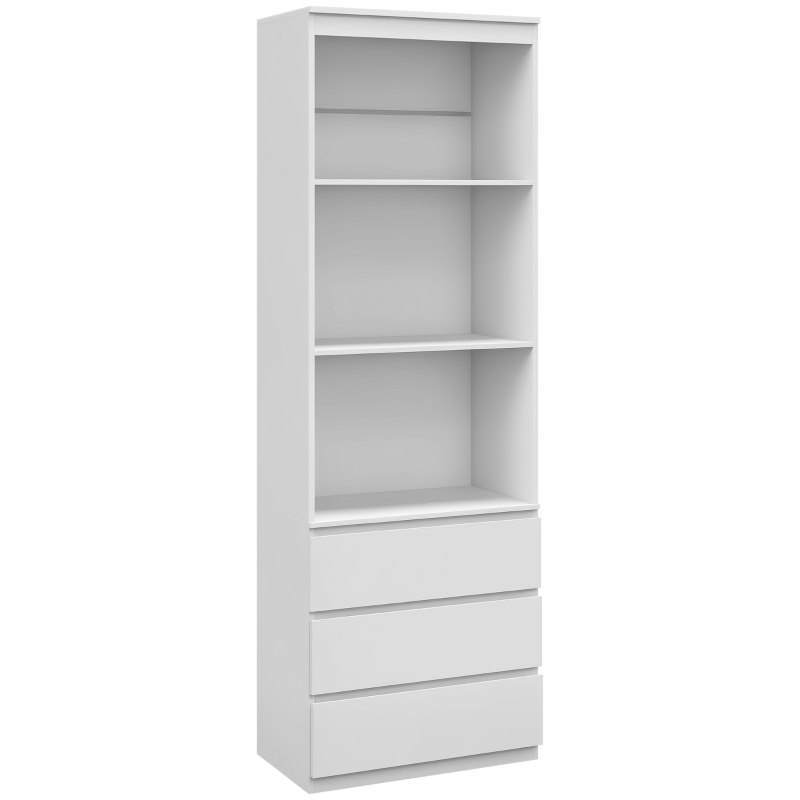 Elegant 180cm Tall White Bookcase with Shelves and Drawers - Perfect for Home or Office Storage