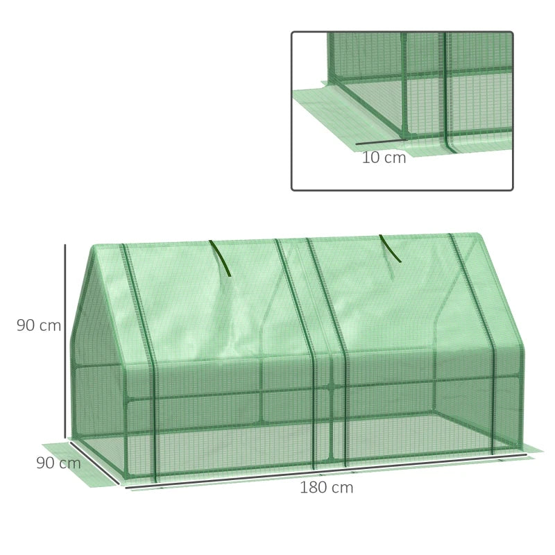 Compact Green Steel Frame Mini Greenhouse for Plants, 180 x 90 x 90 cm