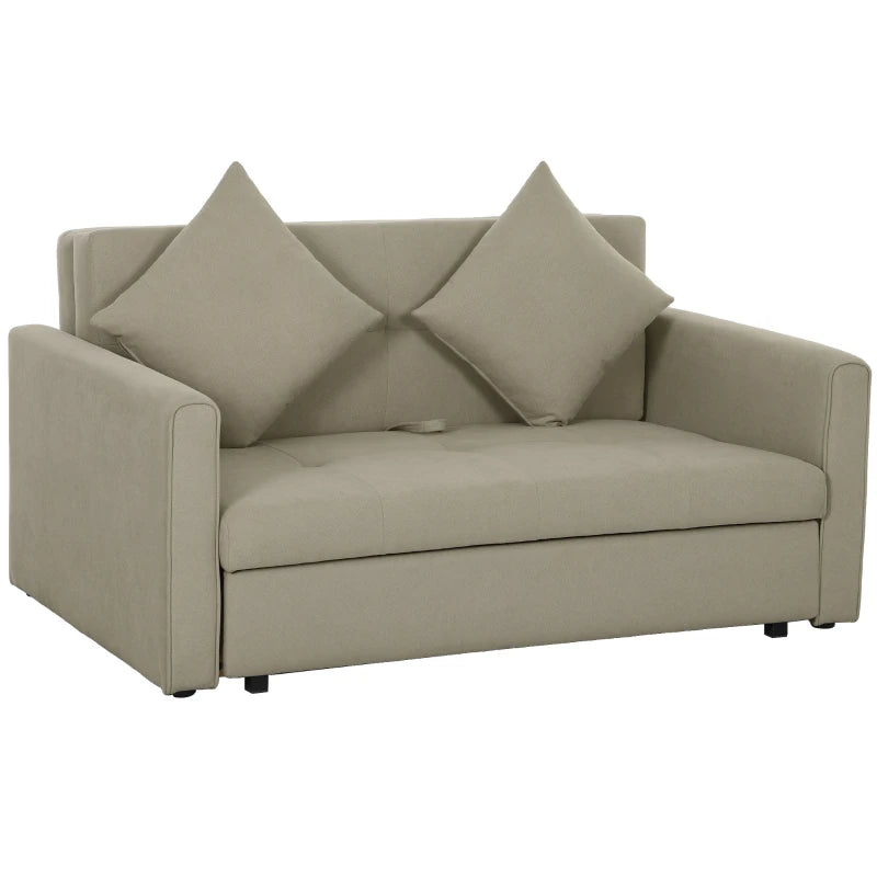 Modern Velvet 2 Seater Sofa Bed with Hidden Storage and Cushions for Living Room or Guest Room